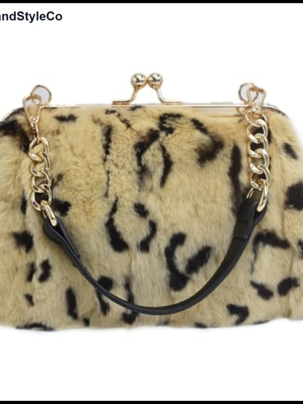 Genuine Rex Rabbit Fur Evening Bag Clutch Handbag with Adjustable Strap